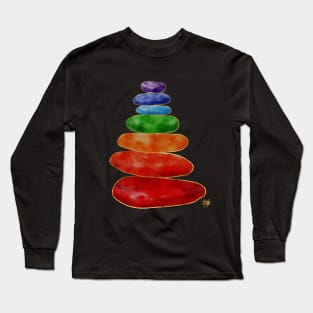 Zen Pebbles Chakras - Watercolor & Gold Long Sleeve T-Shirt